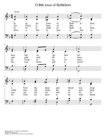 Score for ”O little town of Bethlehem”